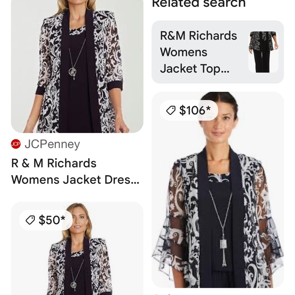 R&M Richards Black and White Pantsuit